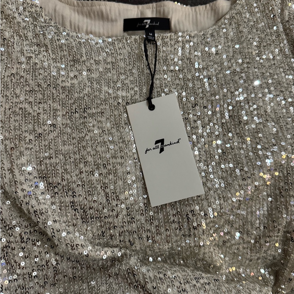 7 For All Mankind Sparkling Silver Sequin mini dress